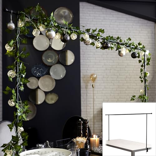 Barre déco de table extensible en métal noir pour arche florale de buffet