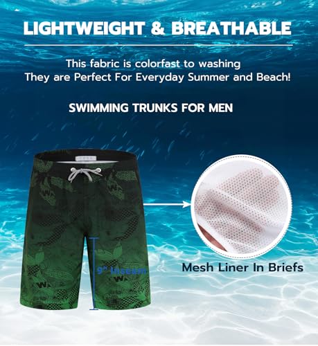 Image of APTRO Men's Long Swim Trunks with Mesh Lining Beach Bathing Suits Board Shorts Swimwear with Pockets and No Mesh
