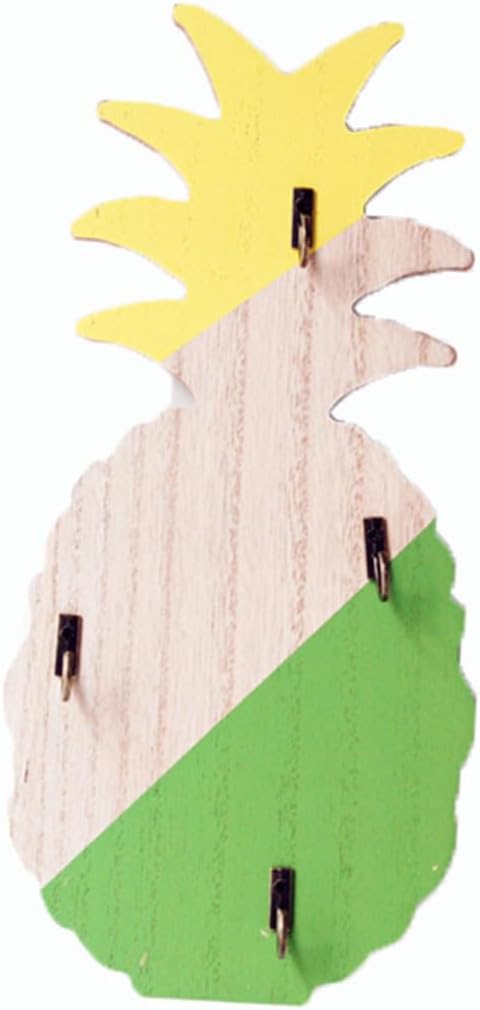 Toyvian Pineapple Pattern Wood Wall Hooks, Colorful Home Hanging Hooks for Coats Hats Towels, Rustic Decorative Coat Rack for Entryway and Kitchen Organization