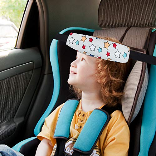 Image of Baby Carseat Head Support,Car seat Straps Pillow Support Ban,Stroller Neck Relief Strap Headrest,Slumber Sling Sleep Positioner for Toddler Infants Child Children Kids(White Stars + Birds)