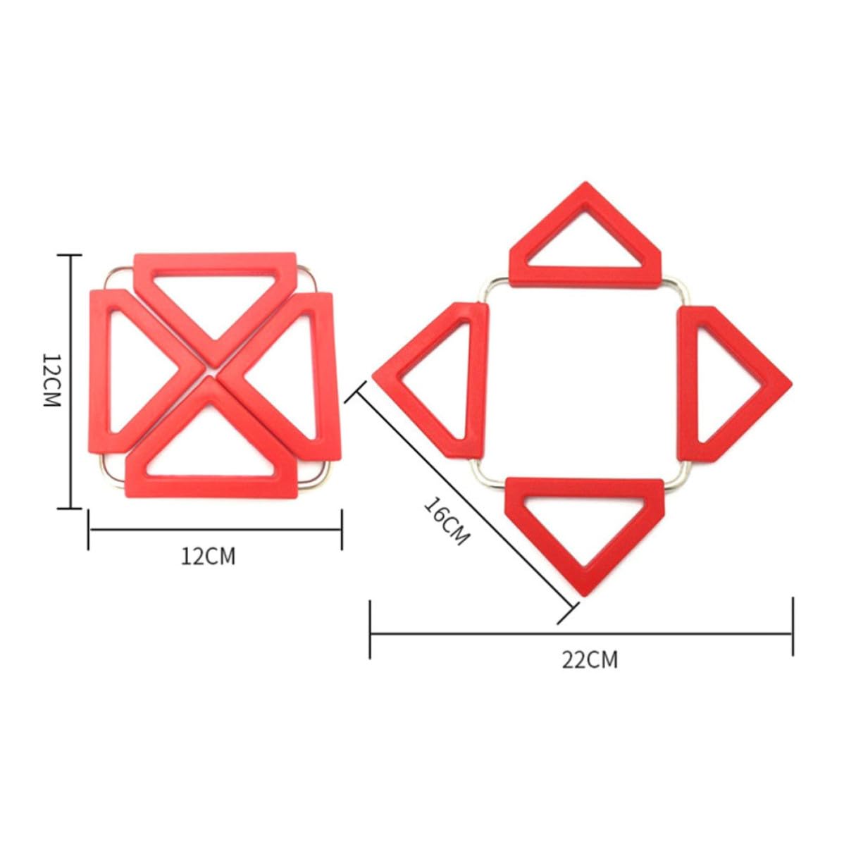 SECFOU Dessous de Plat Carrés Antidérapants et Pliables Résistants la Chaleur Lot de 6 en Silicone et Acier Inoxydable Tapis Isolants Couleur Aléatoire pour Cuisine et Table