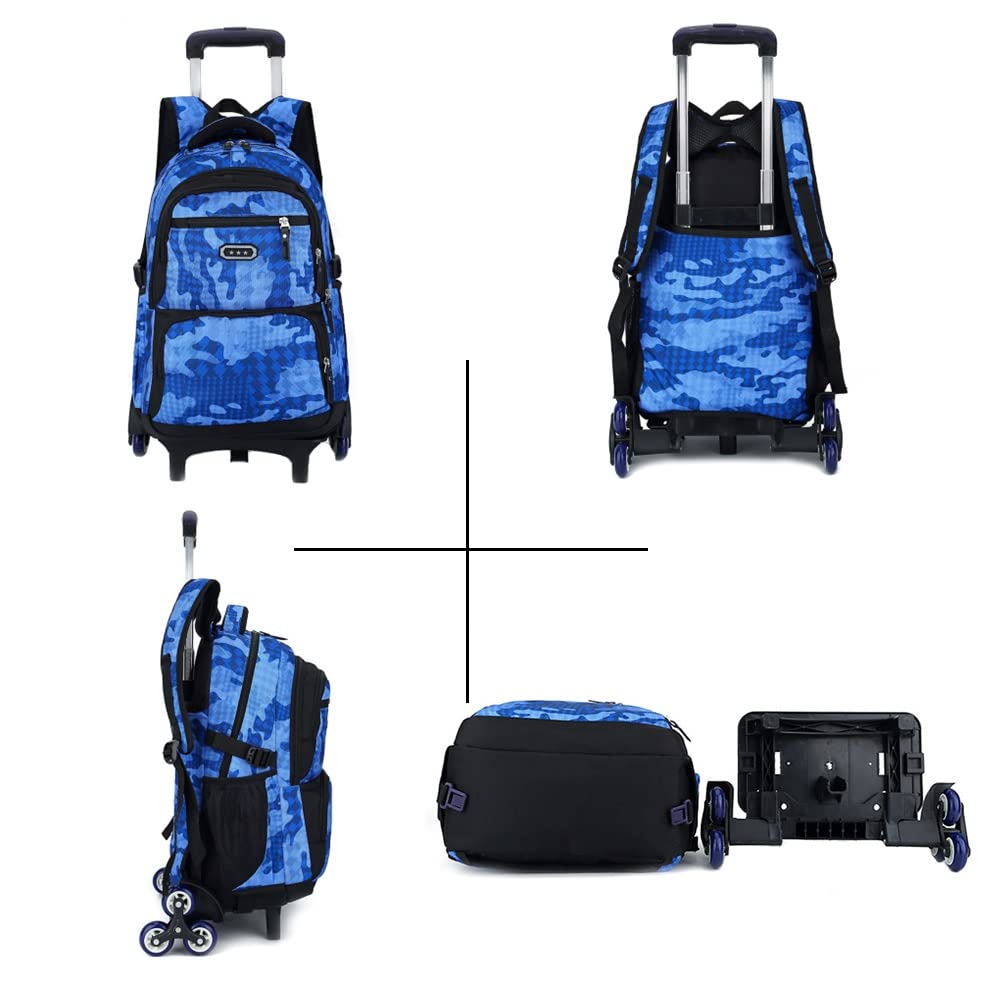 Zaino Scuola Trolley Zainetti per Bambini Zaino con Ruote Ragazzi Borse da Scuola School Bag Viaggio (Blu Lago)