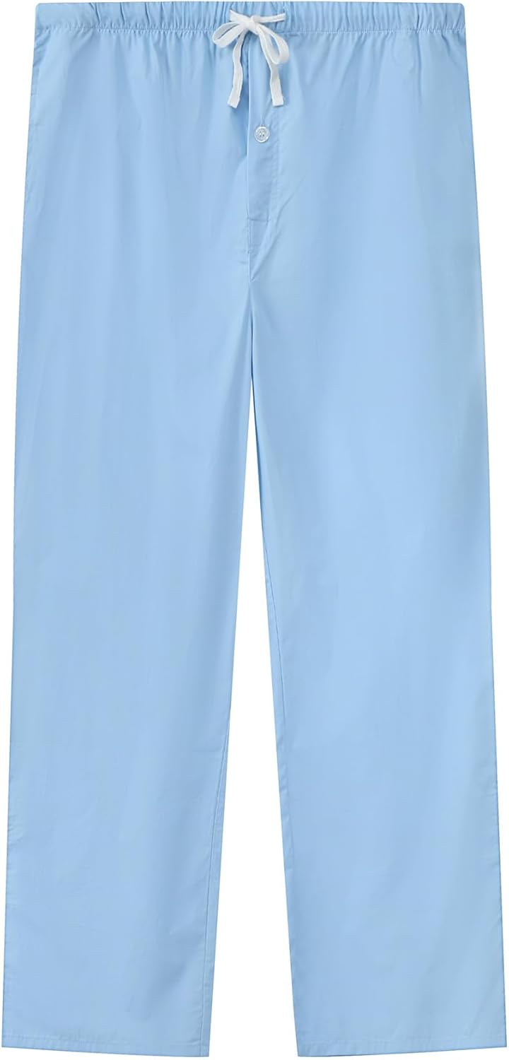 U2SKIIN Mens 100% Cotton Lightweight Pajama Pants Sleep Pj Bottoms Comfy Lounge Pants with Pockets and Button Fly