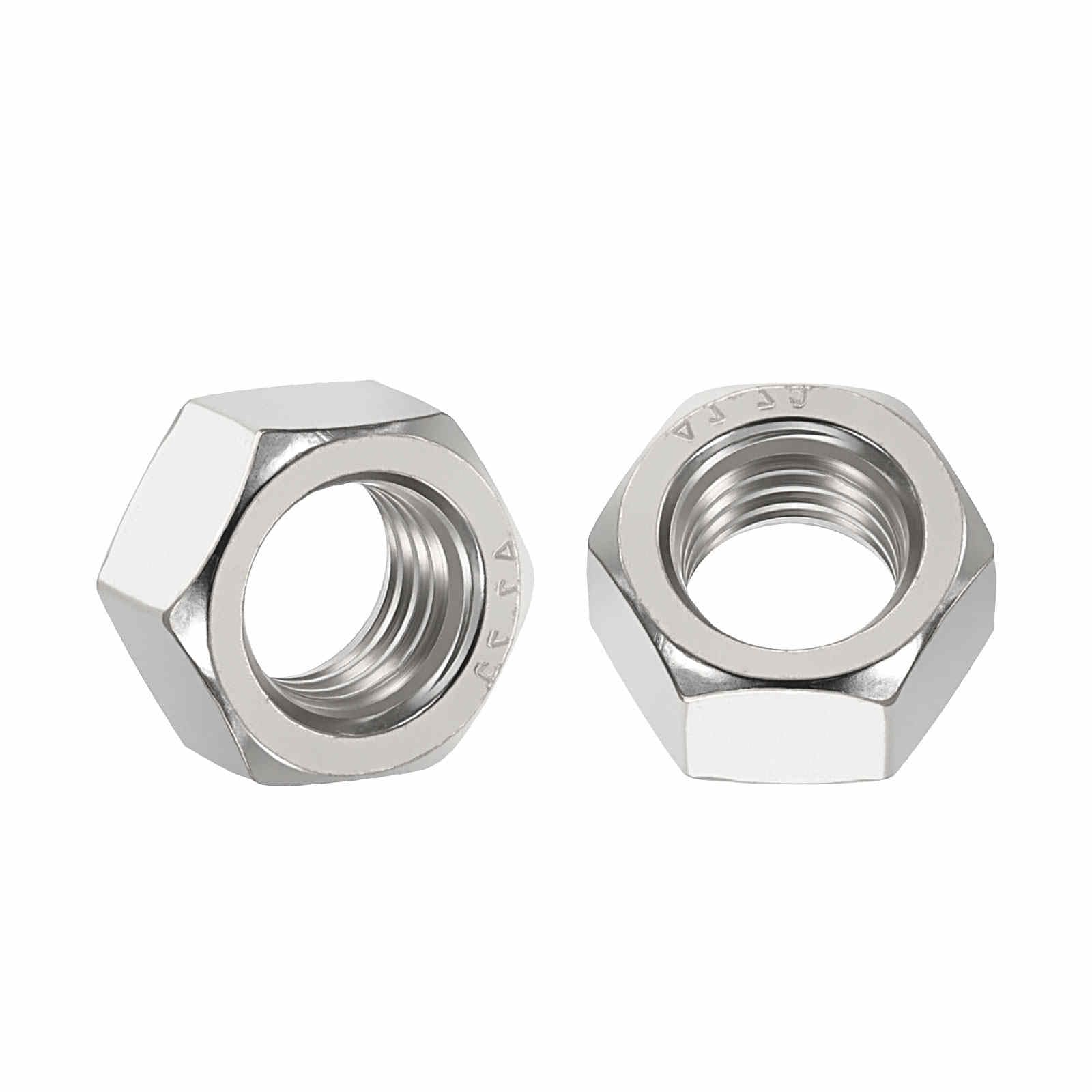 Kozelo 20pcs Hex Nuts - [M12-1.75] 201 Stainless Steel (A1) Hardware Nuts for Mechanical Repair & Assembly, Standard Metric Coarse Thread Nut, Bright Finish, Silver