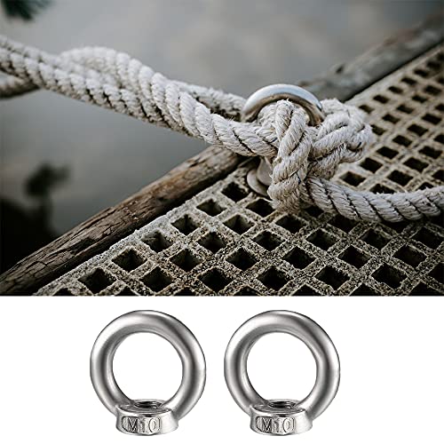 Cyleibe 8 Stück Ringmutter Edelstahl, M10 Ringmutter Ringschraube Ösenmutter Oesenschraube Augenmuttern Hardware Ringförmige Innengewinde-Befestigungsschraube für Seilmontage Hebezubehör Silber
