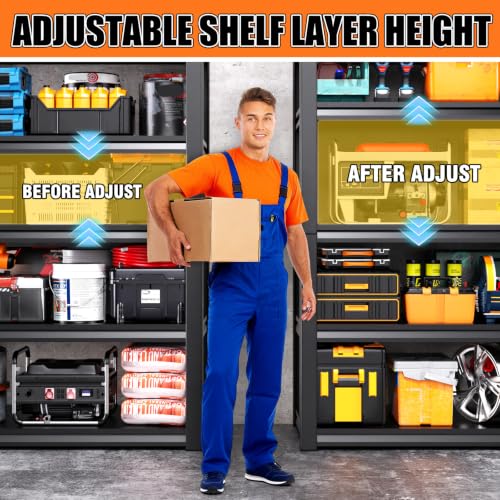 Image of 72''H 35''W Storage Shelves Garage Shelving,Adjustable Garage Shelves,Heavy Duty Metal Shelving, 5 Tier Utility Steel Shelf, Shelving Units and Storage Rack fo Kitchen Pantry Laundry