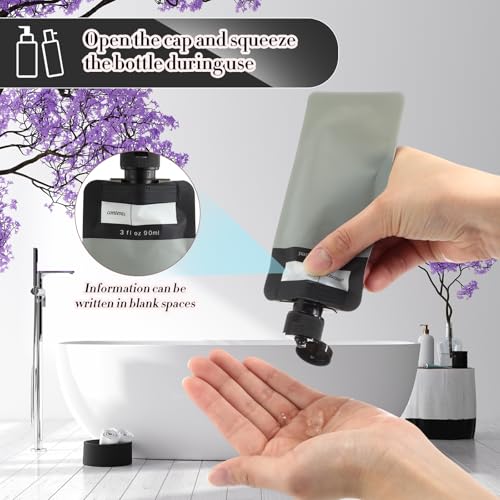 3 oz 60 Pack Leakproof Empty Squeeze Pouches Refillable Travel Size Containers Liquid Pouches for Toiletries TSA Approved Travel Lotion3