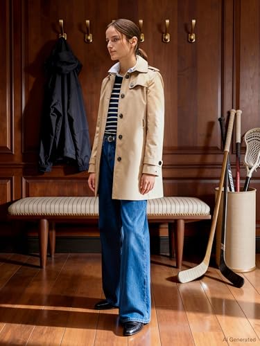 Tommy Hilfiger Damen Jacke Heritage Single Breasted Trench Übergangsjacke, Beige (Nos Beige), M