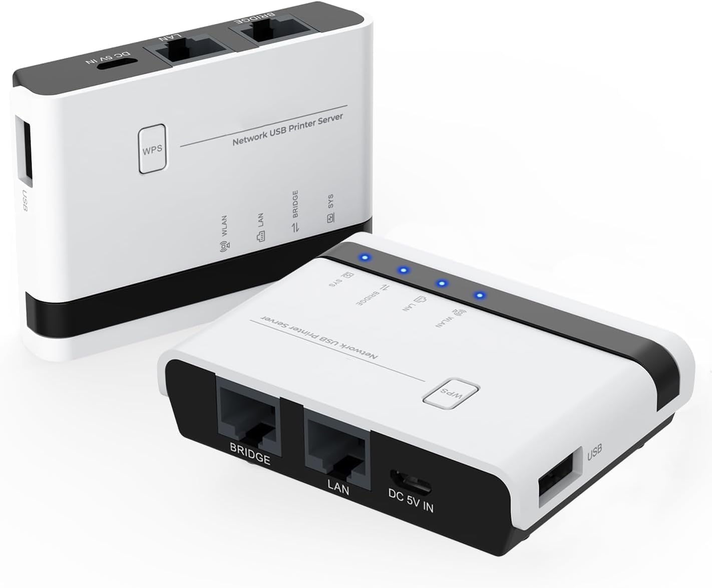 MICROWARE USB Wireless Print Server, WiFi Print Server with 10/100Mbps LAN/Bridge, 480Mbps USB2.0, Support Wired/Wireless/Standalone Modes, Compatible with Windows/Mac and All RAW-Supported Printers