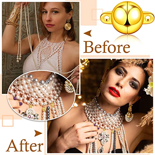 48 Pcs Jewelry Magnetic Clasps, Necklace Clasp, Magnetic Jewelry Clasps For Bracelets, Round Jewelry Magnetic Bead Clasp For Bracelet Necklace Jewelry Diy Making, 6 Colors #TOP3