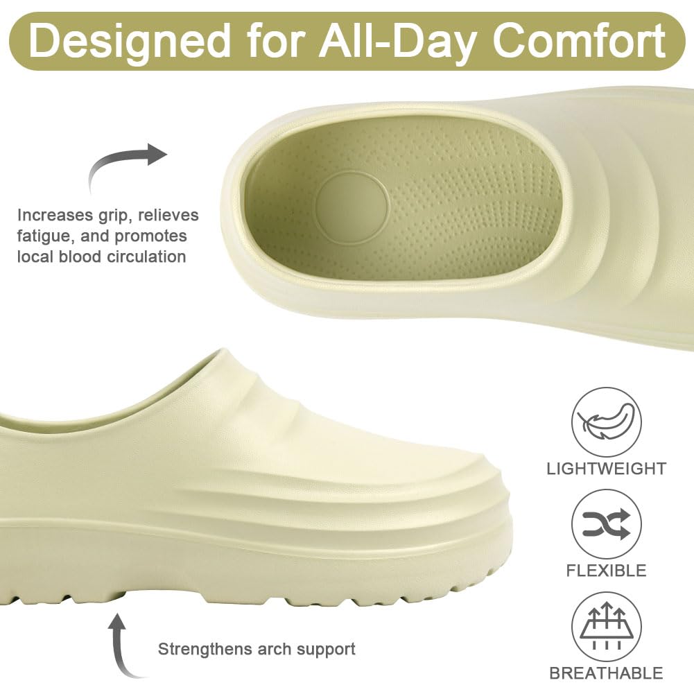DiULi Chaussures de Cuisine Homme Femme, Sabots EVA Imperméables Antidérapants, Semelle Épaisse de 4 cm pour Chefs Infirmiers Jardinage