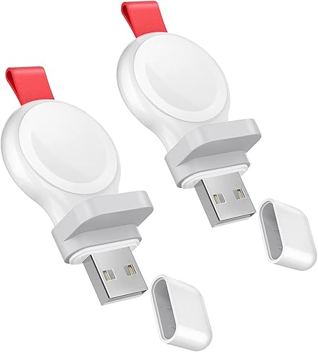 i.VALUX Paquete de 2 cargadores de viaje para Apple Watch, cargador portátil para iWatch, cargador USB inalámbrico para auto i Watch, carga