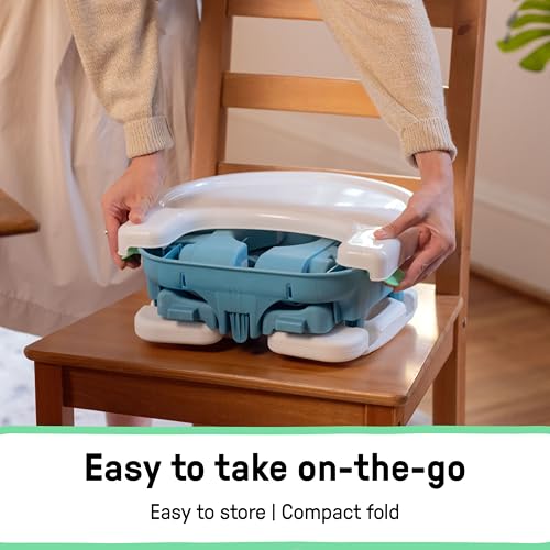Image of Ingenuity Deluxe Comfort Booster Seat for Kitchen Chair, Compact Fold, Portable, Lightweight, Toddler Booster Seat for Dining Table, from 6 Months to 3 Years - Teal