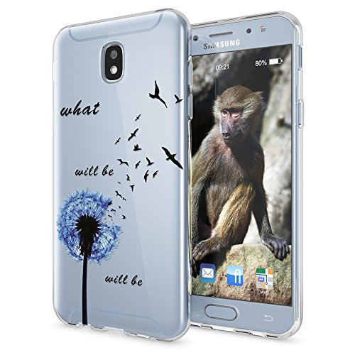 NALIA Custodia compatibile con Samsung Galaxy J5 2017 (EU-Model), Motivo Cover Protezione Silicone Trasparente Sottile Case, Morbido Ultra-Slim Protettiva Bumper Guscio, Designs:Dandelion Blu