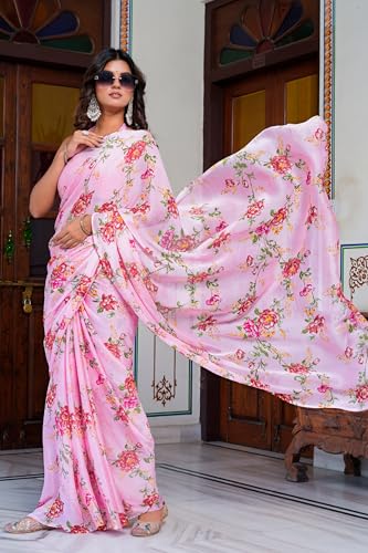 Image of MIRCHI FASHION Women Saree Chiffon Floral Printed | Breathable Lightweight Sari for Regular Home and Office Wear with Blouse Piece