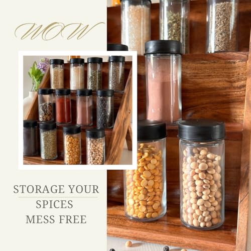 Image of Trendy Trays Wooden Spice Rack Organizer for Kitchen Drawer, Cabinet, and Countertop - Premium Acacia Wood- 3 Tier Shelf | No Bottle included | Spice up Your kitchen with our spice rack organizer