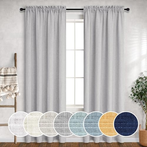 WAVDSYB Breite für Küche, Bauernhaus, 2 Paneele, lichtreduzierend, halbtransparent, Leinenvorhänge für Badezimmer, Fenster, Tür, Eingang, Dekoration, breit (grau, B 96,5 x L 304,8 cm, 2 Stoffbahnen)