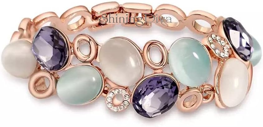 Shining Diva Fashion Latest Stylish Rose Gold Austrian Crystal Bracelet for Women and Girls (11942b), free