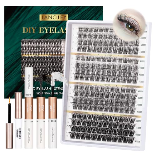 Wimpern 192pcs Cluster Lashes Wimpern Extensions 4 Styles Fake Lashes Wispy C D Curl KüNstliche Individuelle Eyelashes Volume WimpernbüSchel Lash Extension Set Bindung & Siegel Zu Hause-Dm23+25+27+28