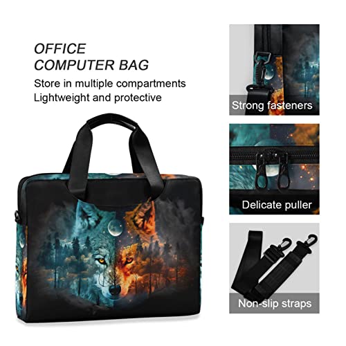 Wolf Forest Night Laptop Bag, Laptop Sleeve Case with Non-Slip Shoulder Strap Multi-Pockets Messenger Bag Briefcase Fits 13-16 in Laptop Tablet4