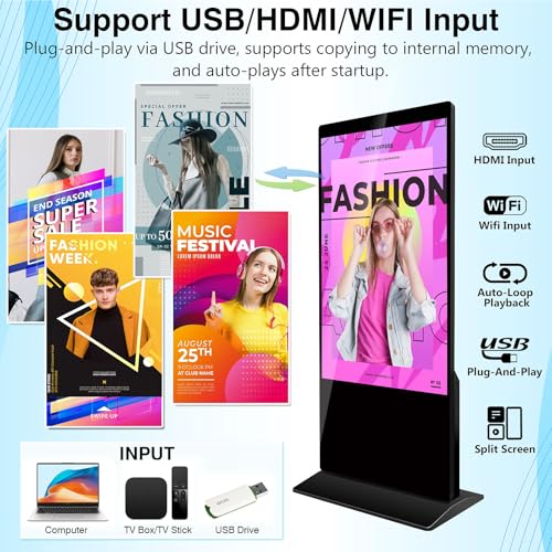Image of 55 inch 4K Touchscreen Digital Signage Kiosk IPS LCD Display Floor Standing Digital Kiosks Interactive Ad Player with WiFi /HDMI /USB Input Android 11 System Advertising Media Player