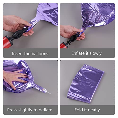 Image of PartyWoo Metallic Purple Foil Balloons 6pcs Large Round Giant 4D Balloons