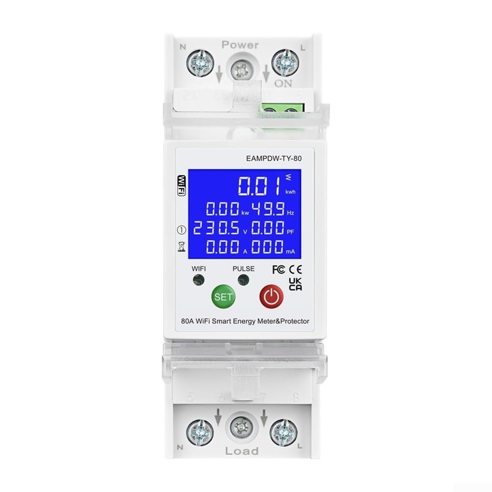 Misuratore di energia WiFi 80A con bidirezionale, sovra/sotto tensione e perdite, interruttore di controllo remoto solare domestico