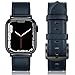SWEES Leather Band Compatible for iWatch 42mm 44mm, Genuine Leather Strap Wristband Black Buckle Compatible iWatch Series 5, Series 4, Series 3, Series 2, Series 1, Sports & Edition Men, Yale Blue