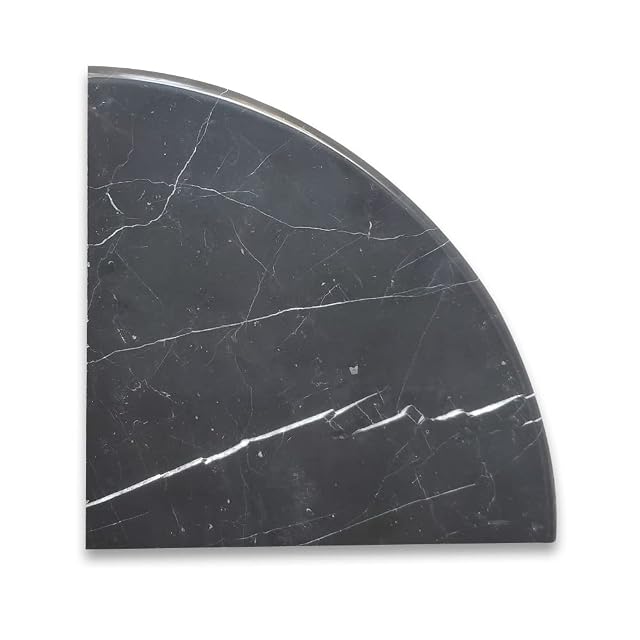 Stone Center Online Nero Marquina Black Marble 9x9 Shower Corner Shelf Soap Dish Caddy Bullnose Full Finished Polished
