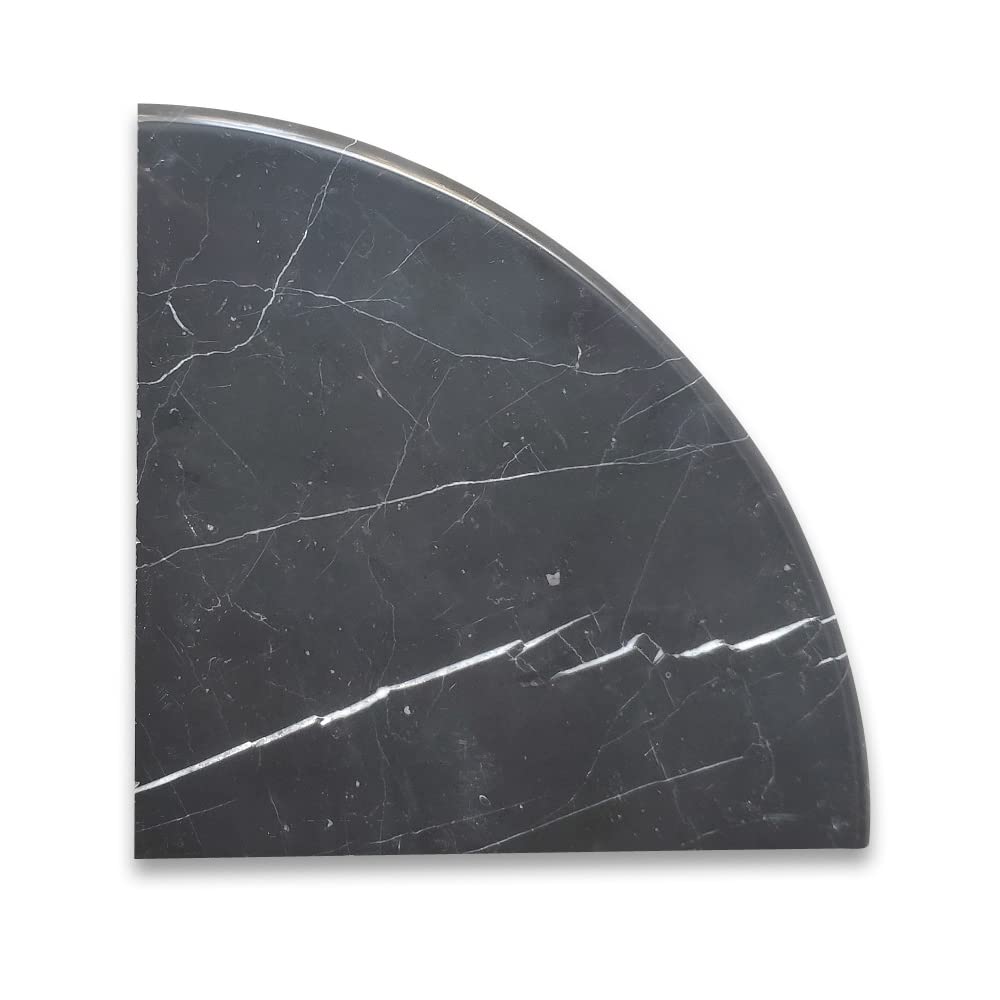 Stone Center Online Nero Marquina Black Marble 9x9 Shower Corner Shelf Soap Dish Caddy Bullnose Full Finished Polished