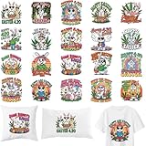 20 Sheets Easter Iron on Transfers for T-Shirts, Happy 420 Easter Bunny Smoking DTF Transfers Ready to Press Heat Transfers Vinyl, Iron on Patches for Clothes Bag Pillow Covers DIY Crafts
