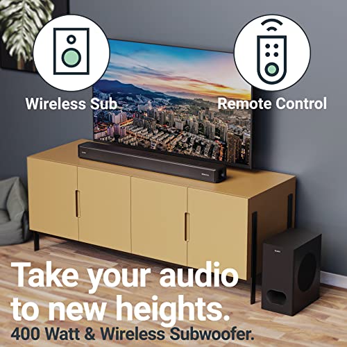 MAJORITY Sierra Plus | Dolby Atmos 2.1.2 Bluetooth Soundbar with Wireless Subwoofer | 400W Up-Firing Surround Sound System For 3D Audio Home Theatre | USB, AUX, Optical, RCA & 3x HDMI | Custom EQ - Image 5