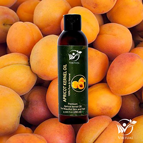 Image of VIRTUAL Pure Apricot Kernel Oil For Shine Hair, Skin Care, Moisturising Dry Skin & Cold Pressed Natural Oil (180ml)
