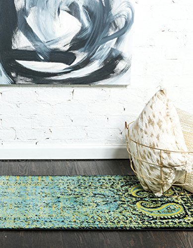 Image of Unique Loom Imperial Collection Modern Traditional Vintage Distressed Aquamarine Runner Rug (2' 0 x 6' 0)