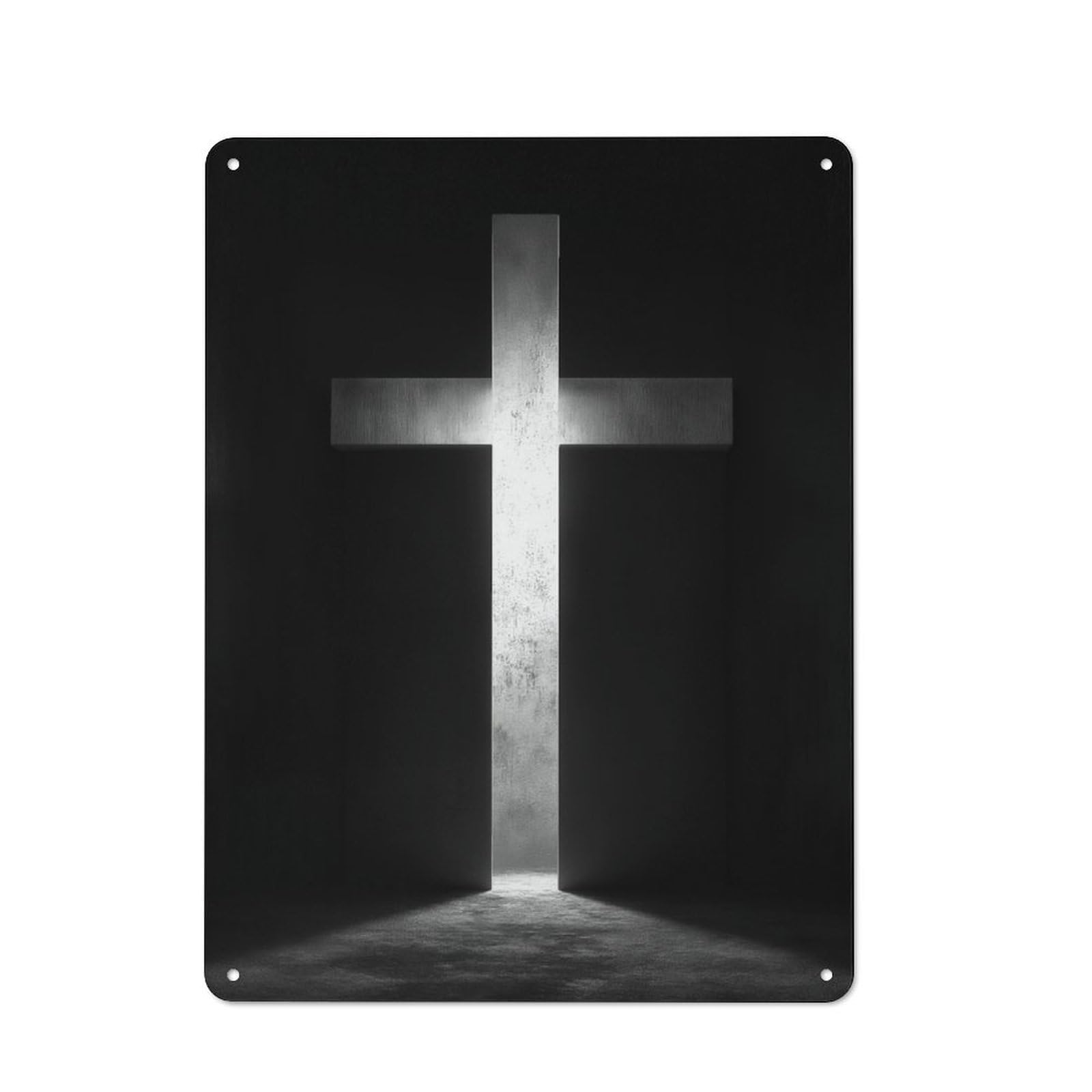 Junmoney Illuminated Christian Cross Rustic Tin Sign 40X30cm Featuring For Bar Or Restaurant, A Housewarming Gift For Bar Decor Enthusiasts