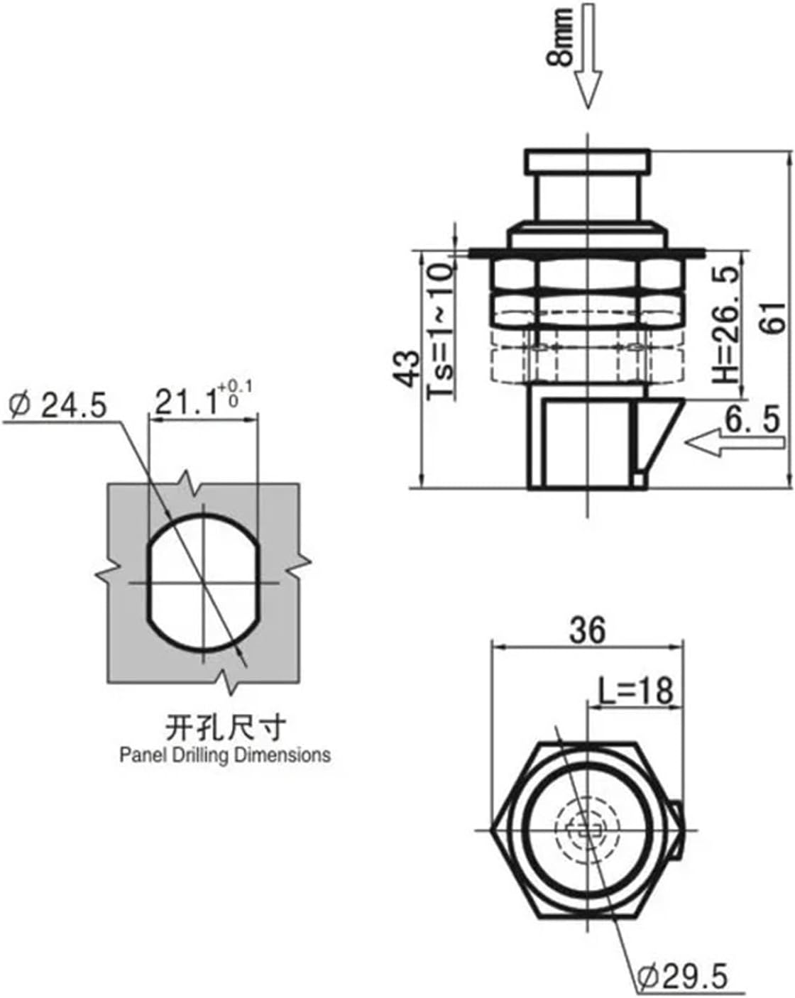 Keyless Cinet Lock Or Key for RV Boat Drawer Furniture Showcase File Air Box MS206 G 1Pcs(No Cylinder withKnob)