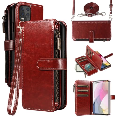 Accessoires Moto G Stylus 5G 2021 coque portefeuille fermeture éclair et protège-écran verre