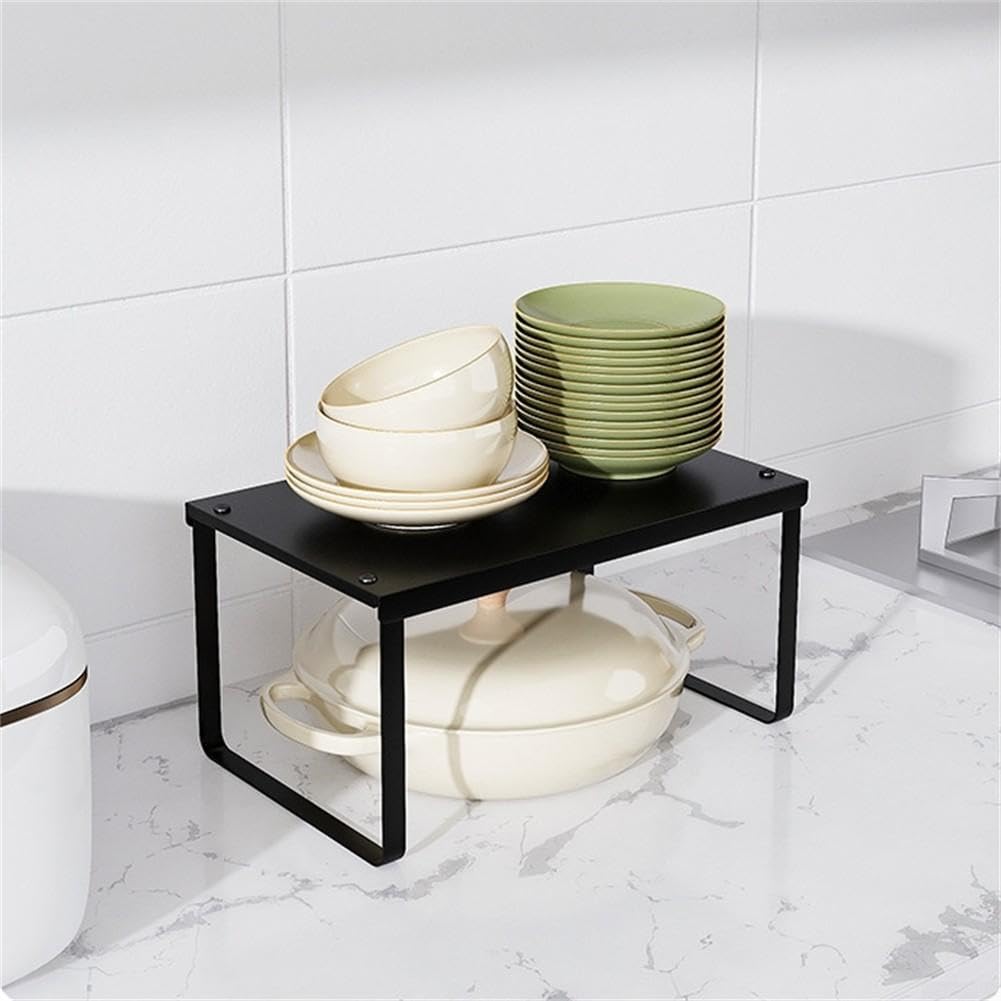 Set 2 Ripiani Cucina Impilabili Acciaio Salvaspazio(Black)