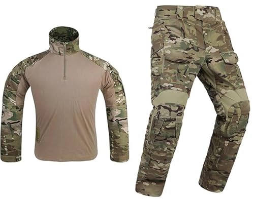 Emersongear Men's Multi-Camo Gen3 Uniform,Military Painball Suit,Army Airsoft Combat Bdu Pants Shirt With Knee Pads