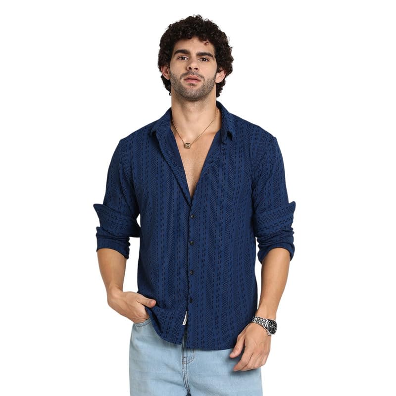 Image of CAHOOT Men's Shirt for Casual Wear | Mid-Rise | Regular Fit | Button Closure | Shirt Crafted with Comfort Fit for Everyday Wear