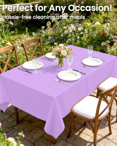 Image of LANLISA 4 Pack Lavender Plastic Tablecloth Disposable, 54 x 108 Inch