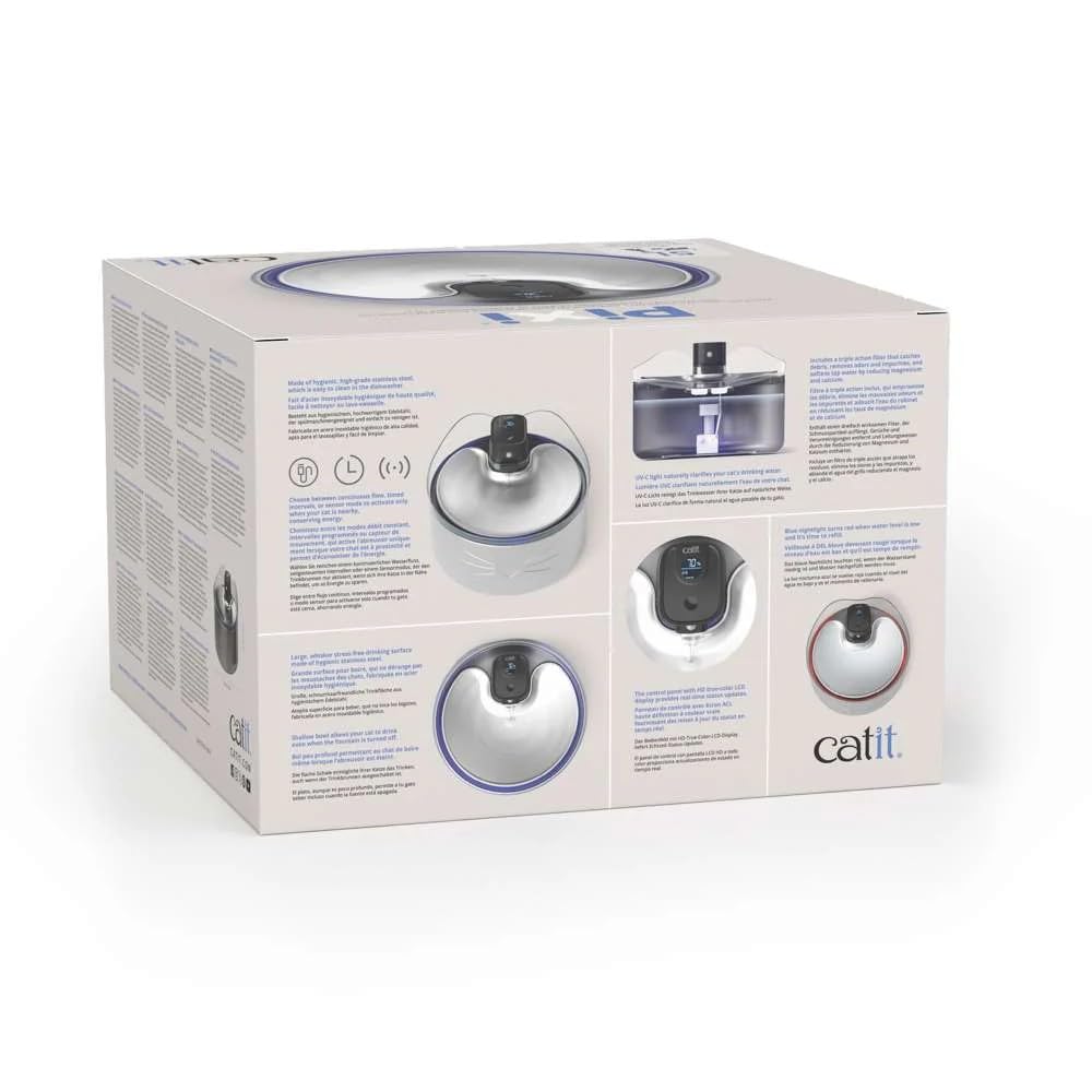 Fuente Sin Cables Catit PIXI de Acero Inoxidable UVC, 5 l