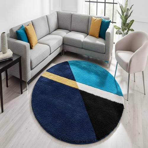 Image of Vintage Threads (Aqua Cut 6x6 Ft Shaggy Carpet for Living Room & Bedroom | Ultra Soft Plush Long Pile Rug | Thick Fluffy 3D Modern Floor Carpet | Cozy Luxury Home Decor Rug