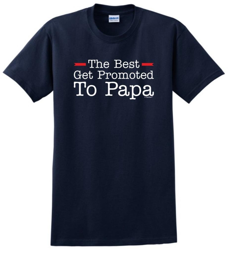 ThisWearDad Grandpa The Best Get Promoted to Papa, New Grandpa Gift T-Shirt XXX-Large Navy