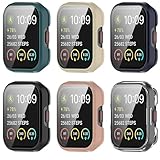 E ECSEM Case with Tempered Glass Screen Protector for SKG V7, Slim Guard Bumper Full Coverage Hard PC Protective Cover HD Ultra-Thin Cover for SKG V7/V7 Pro Smartwatch (6Colors)