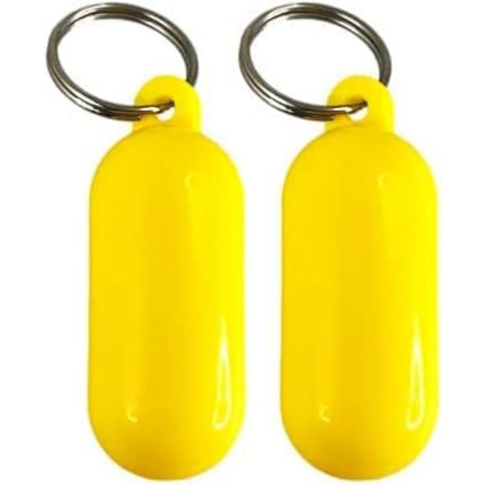 TypoGrove 2Pcs Yellow Floating Keychain Pills-Shape Float Key Rings for Boat Sailings Kayak Surfing Water Sports Floating Key Chain Sports Fan Key Chains Car Keychains, Yellow, 1