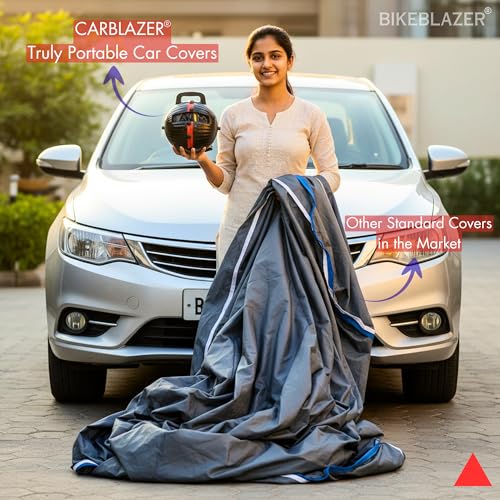 Image of CARBLAZER Portable & Semi-Automatic Full Body Car Covers: Heavy Duty Device| Anti-Theft| Dust & Scratch Proof | Water & Wind Resistant|Custom Fit| Dual-Side Cover, Compatible for Toyota VellFire