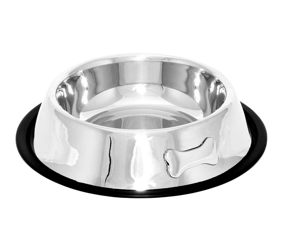Design - Cuenco para mascotas (acero inoxidable, robusto, antideslizante, sin toxinas, diseño de hueso, grabado hasta 15 caracteres)