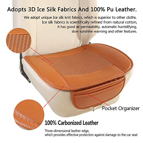 Suninbox Car Seat Covers,Ice Silk Car Seat Cushion Covers Pad Mat[Carbonized Leather] Ventilated Breathable Comfortable Interior Seat Covers, Anti-Skid Four Seasons General (Brown) #TOP1