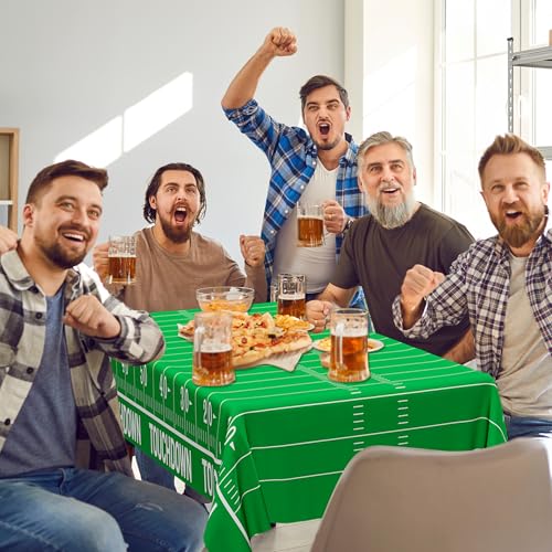 Image of QZYL Football Party Supplies, Disposable Football Tablecloth, 4 PCS Table Cloth with 2 Styles, Touchdown Theme Tablecloths, Plastic Table Runner for Game Day Party Decorations
